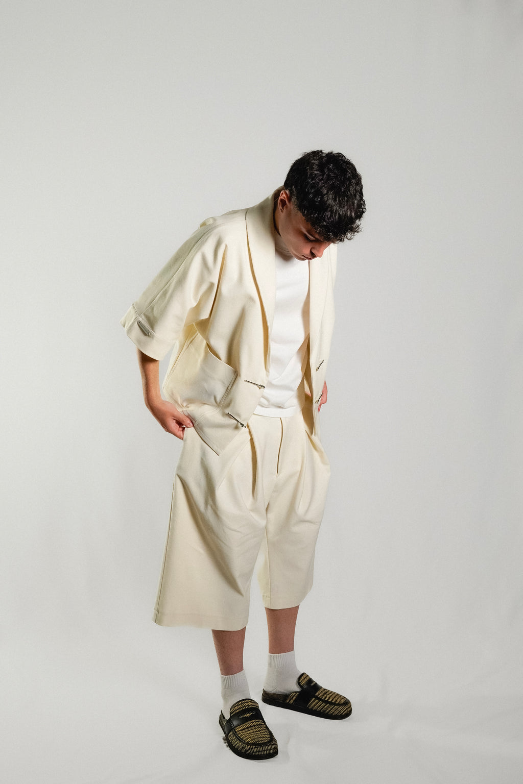 BOXY KIMONO JACKET - ECRU