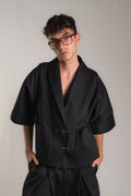 BOXY KIMONO JACKET - BLACK