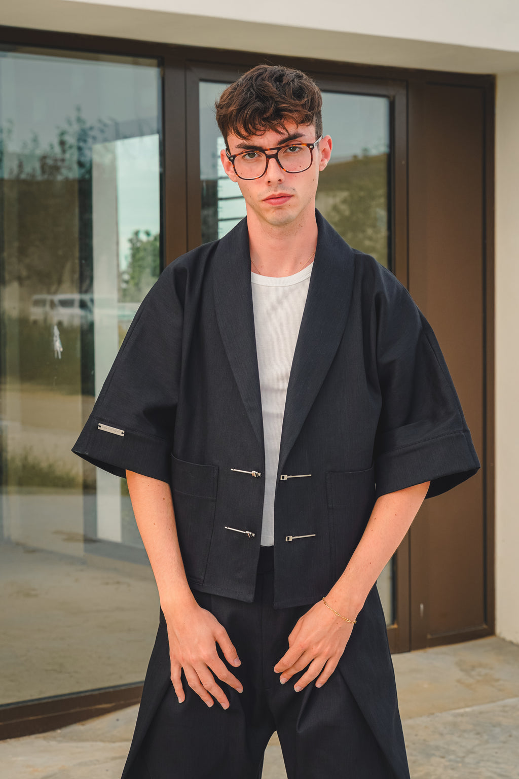 BOXY KIMONO JACKET - BLACK