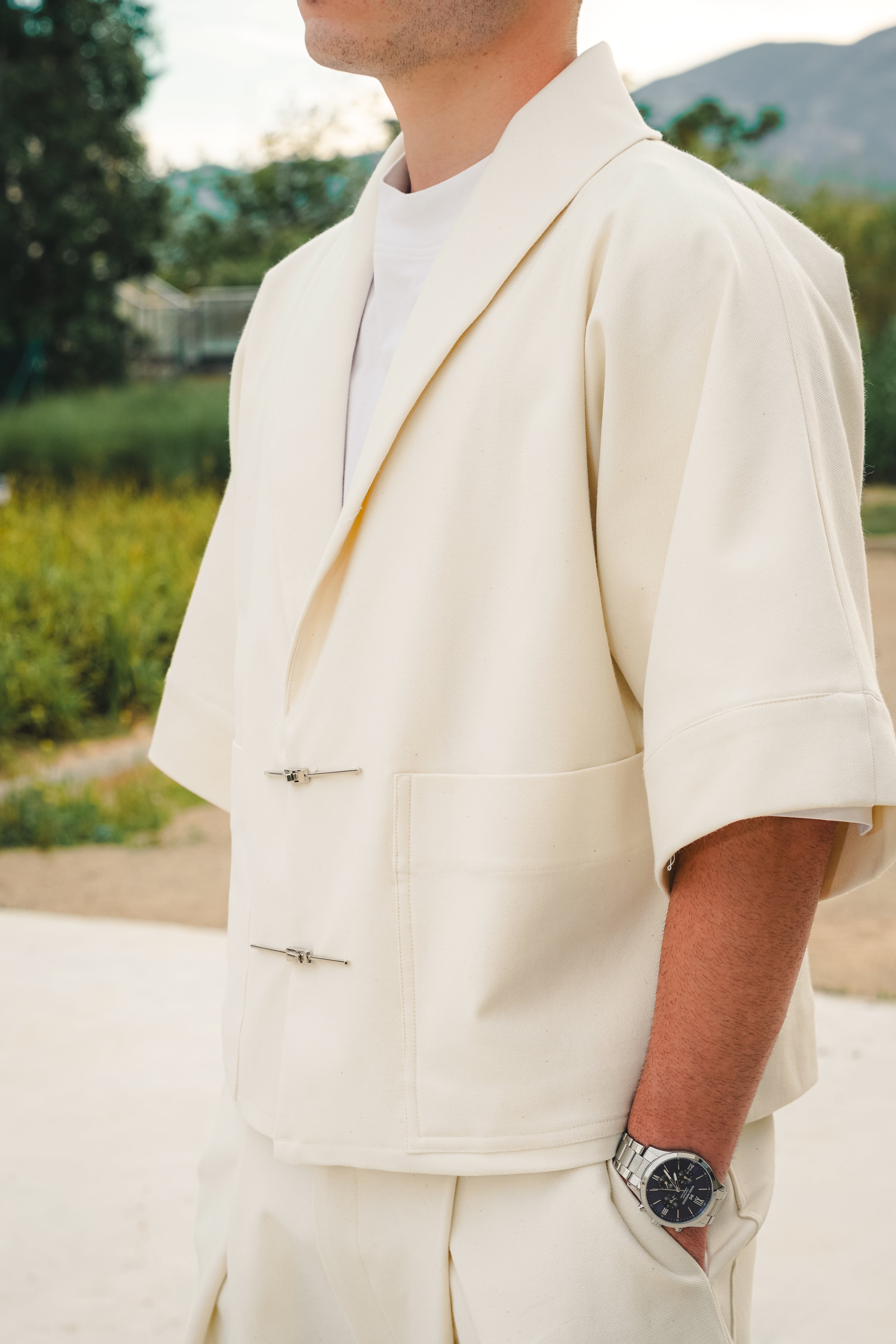 BOXY KIMONO JACKET - ECRU
